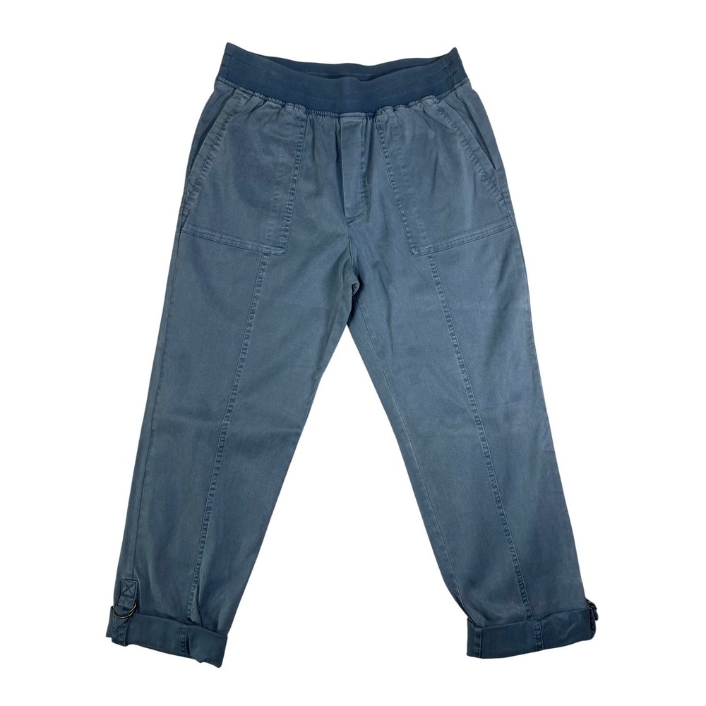 Soft Surroundings Blue Lyocell Utility Tapered Pants Elastic Waist Women Crop M
